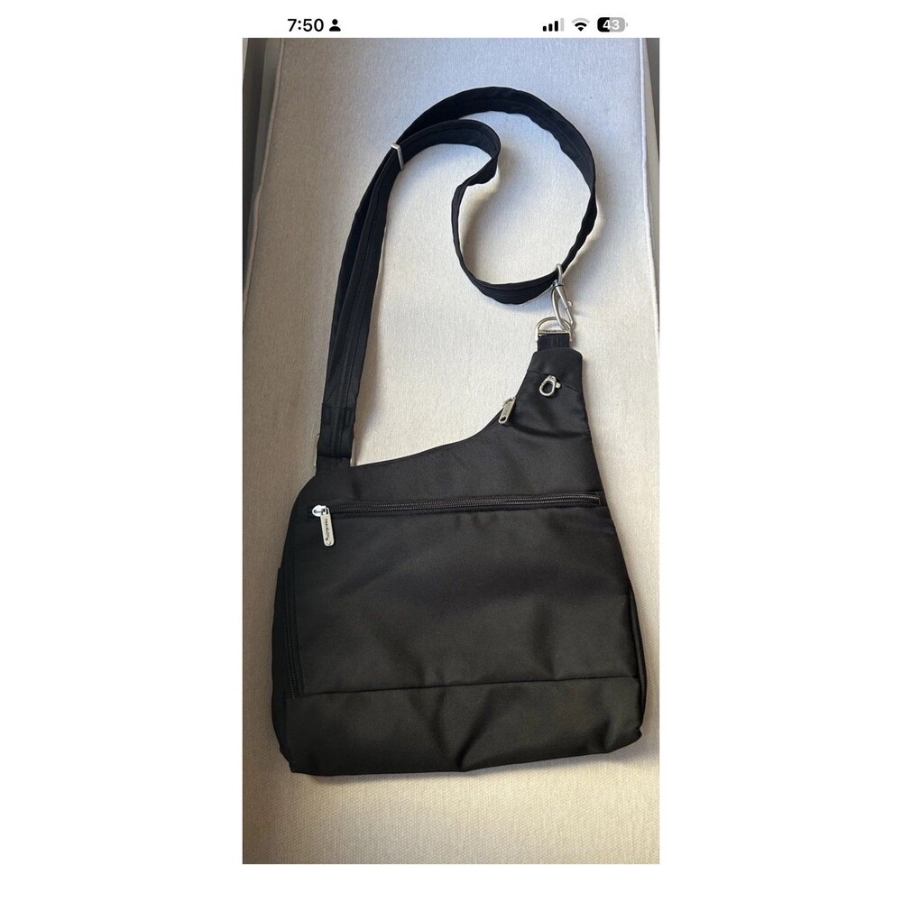 Travelon Black Anti Theft Crossbody Bag Lightweight Travel Everyday Purse EUC